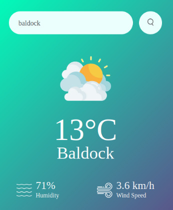 Screenshot of a Weather App Project